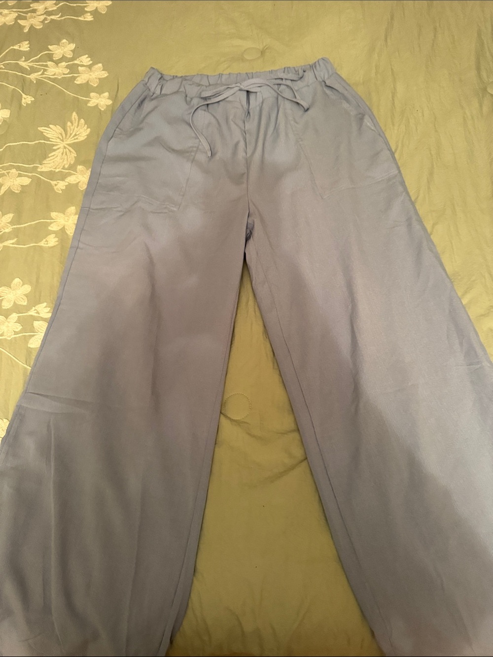 Womens Drawstring Wide-Leg Pants in baby blue